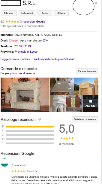 esempio pagina google my business
